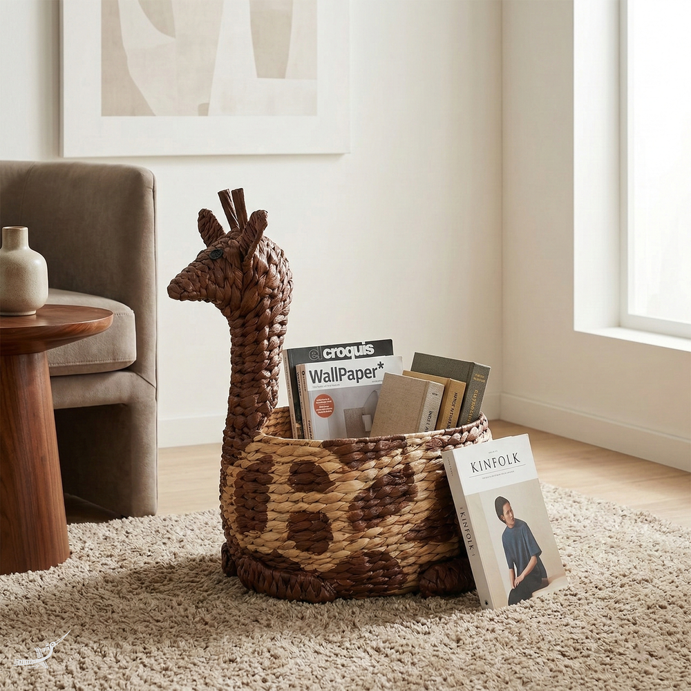 Kaoko - Giraffe-shaped basket in handwoven water hyacinth – Handcrafted product, handmade · Kuênia