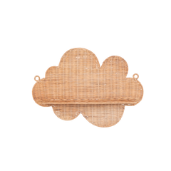 Mâya - Cloud-shaped wall shelf in handwoven rattan on transparent background – Handcrafted product, handmade · Kuênia
