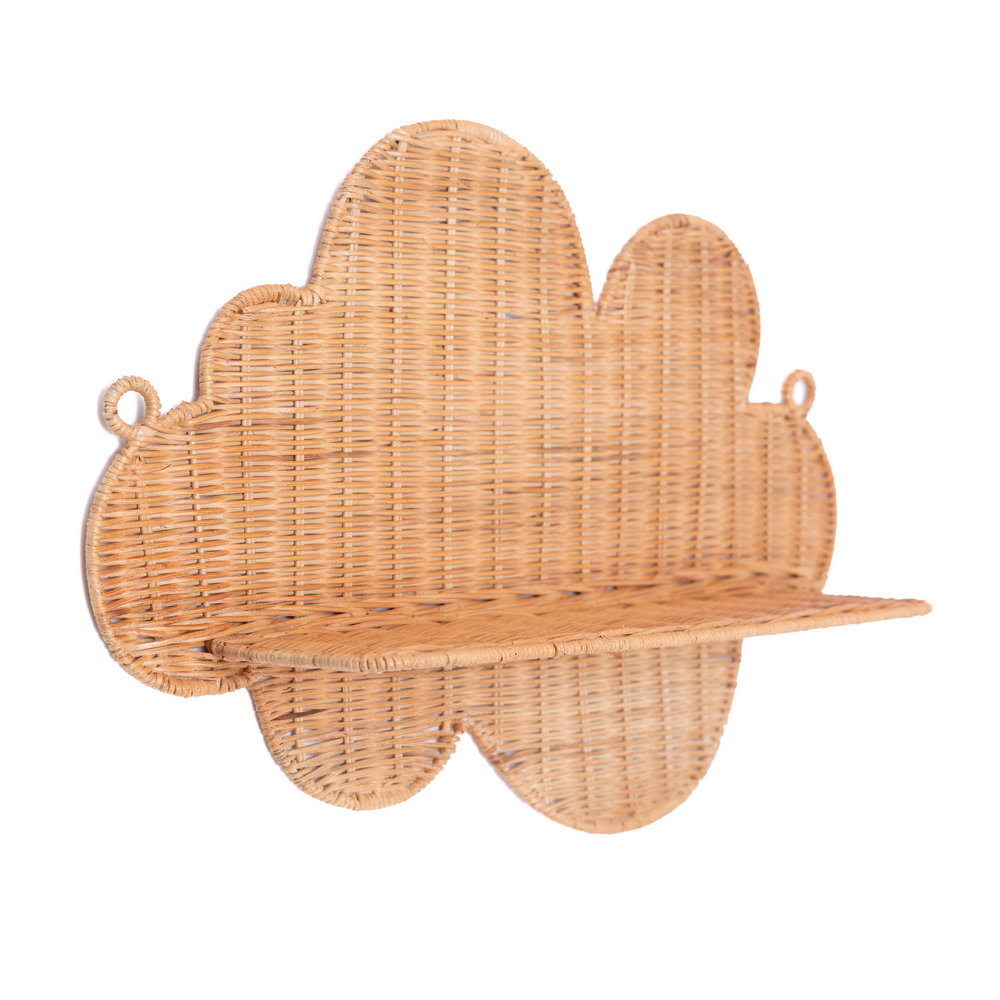 Mâya - Cloud-shaped wall shelf in handwoven rattan – view 2 – Handcrafted product, handmade · Kuênia