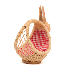 Taito - Rabbit-shaped basket in handwoven rattan – view 4 – Handcrafted product, handmade · Kuênia