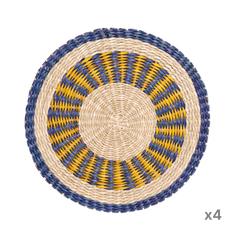 Oasis Marine - Round placemat in handwoven seagrass on transparent background – Handcrafted product, handmade · Kuênia