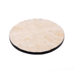 Reflets de Cristal - Boxed set of 6 coasters all mother-of-pearl, translucent floral pattern – view 3 – Handcrafted product, handmade · Kuênia