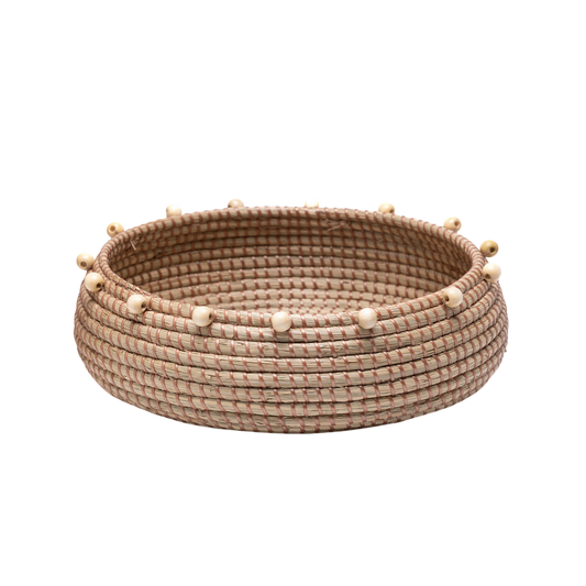 Tronto – Large round basket in handwoven seagrass on transparent background – Handcrafted product, handmade · Kuênia