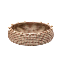 Tronto – Grande corbeille ronde en jonc de mer tressé main sur fond transparent – Produit artisanal fait à la main · Kuênia