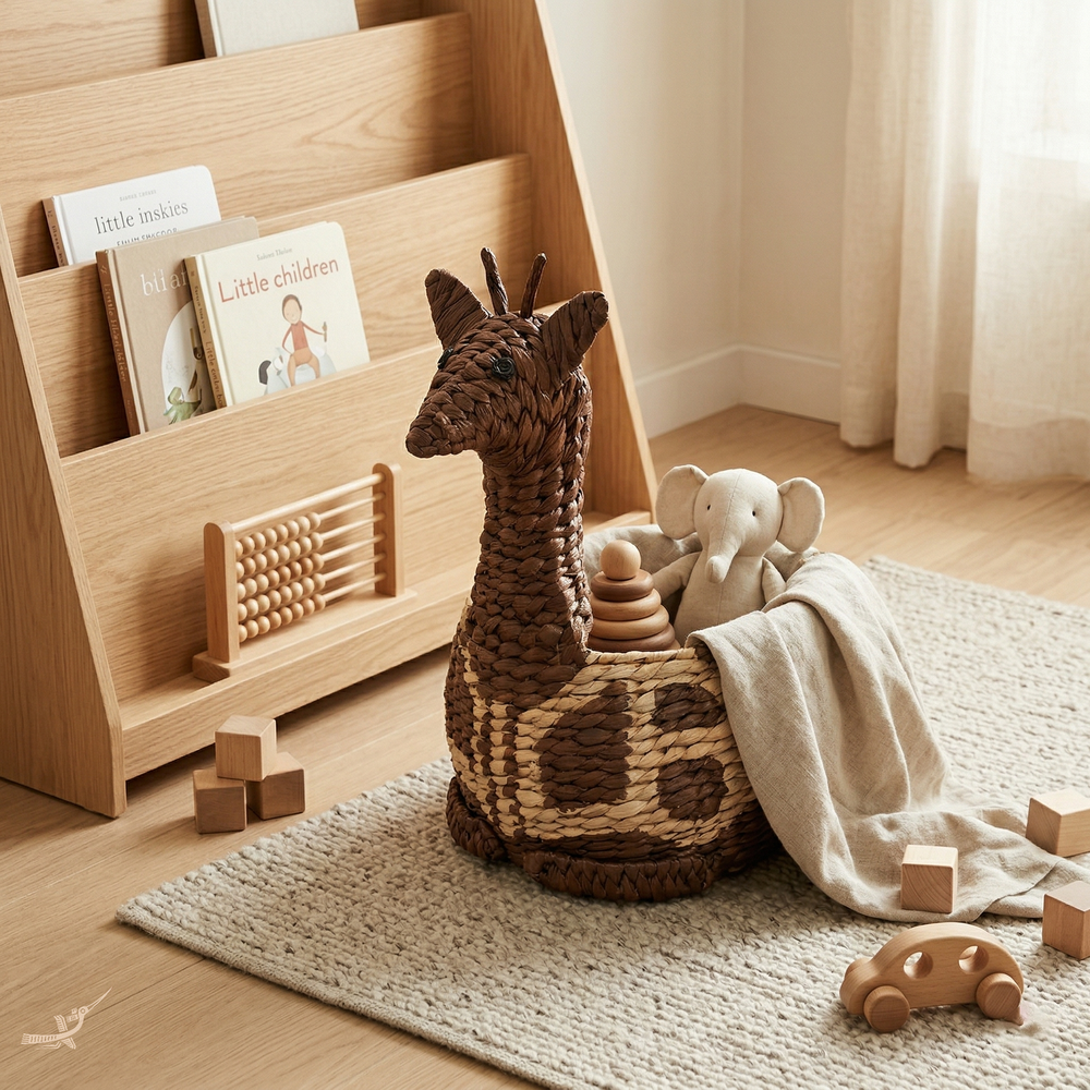 Kaoko - Giraffe-shaped basket in handwoven water hyacinth – Handcrafted product, handmade · Kuênia