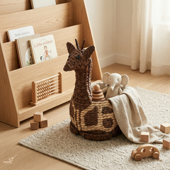 Kaoko - Giraffe-shaped basket in handwoven water hyacinth – Handcrafted product, handmade · Kuênia