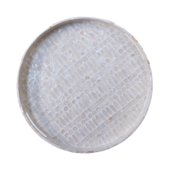 Lunaris - Large round tray all mother-of-pearl, mineral pattern on transparent background – Handcrafted product, handmade · Kuênia