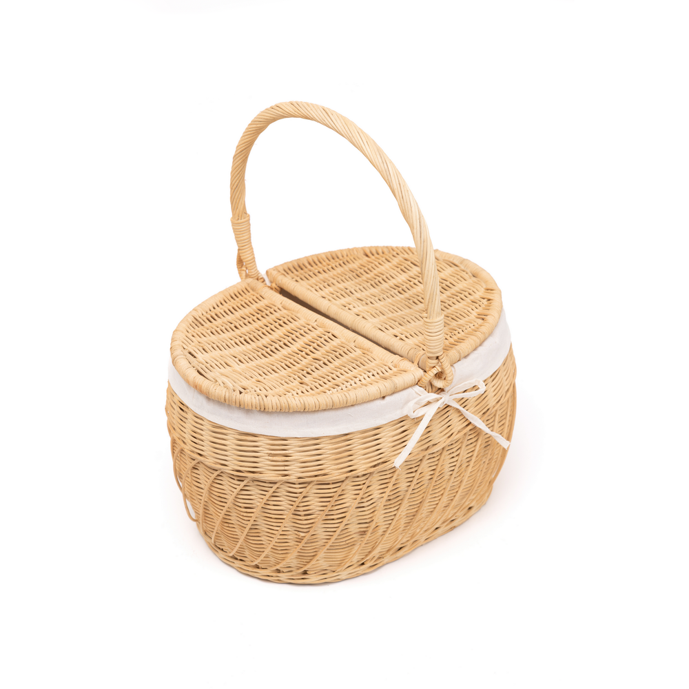 Kaigio - Picnic basket in handwoven rattan – view 2 – Handcrafted product, handmade · Kuênia