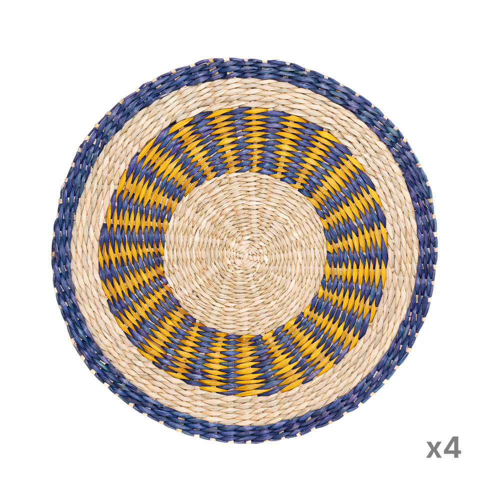 Oasis Marine - Round placemat in handwoven seagrass on transparent background – Handcrafted product, handmade · Kuênia