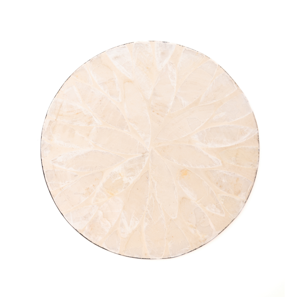 Reflets de Cristal - Boxed set of 6 coasters all mother-of-pearl, translucent floral pattern – view 2 – Handcrafted product, handmade · Kuênia